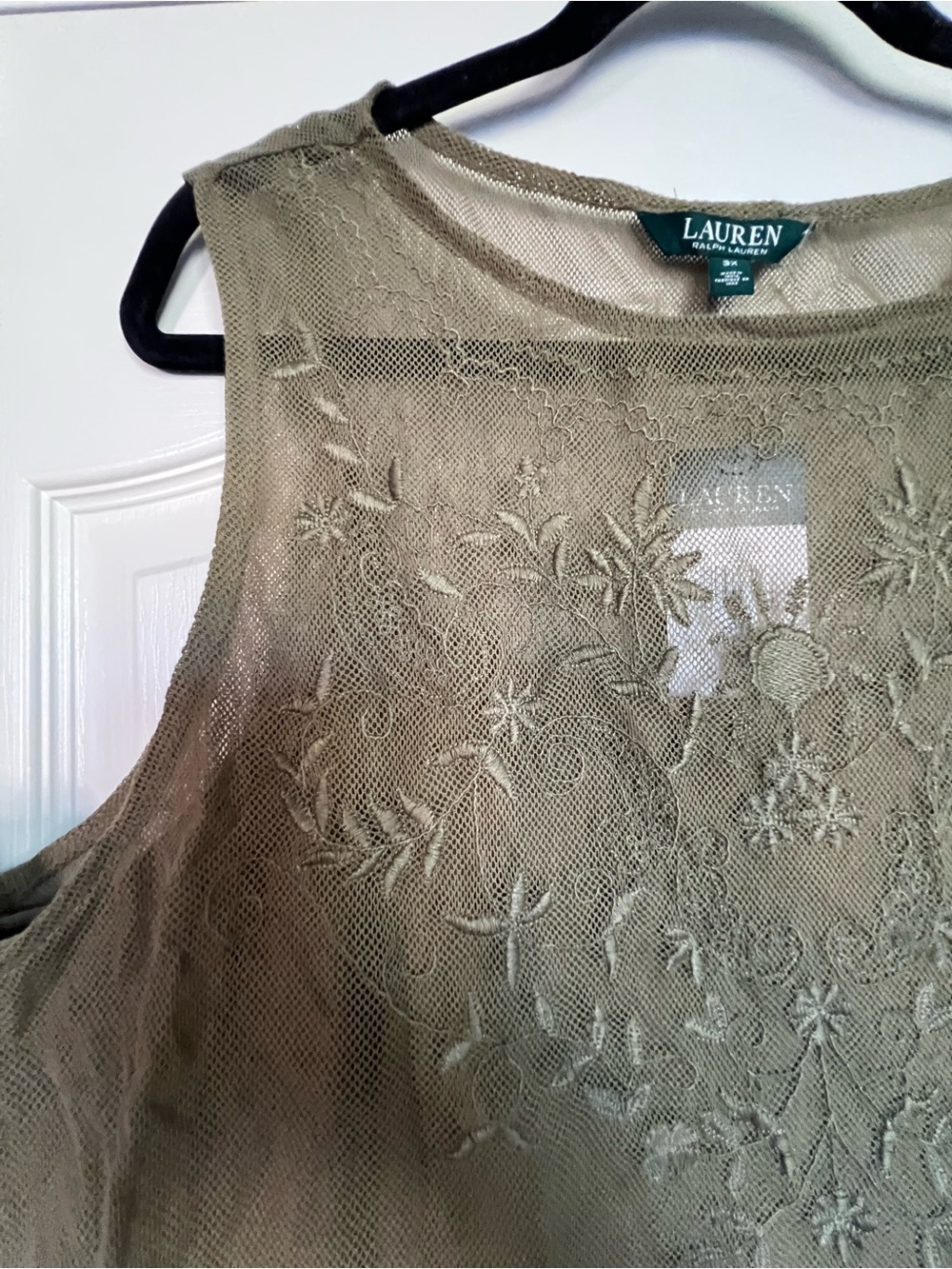 Ralph Lauren Olive Green Floral Lace Sleeveless Camisole